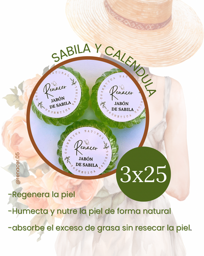 3 Jabones de sábila y caléndula