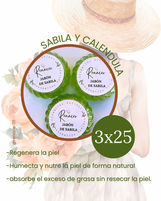 3 Jabones de sábila y caléndula