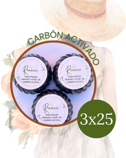 Pack de 3 Jabones Artesanales de Carbón Activo