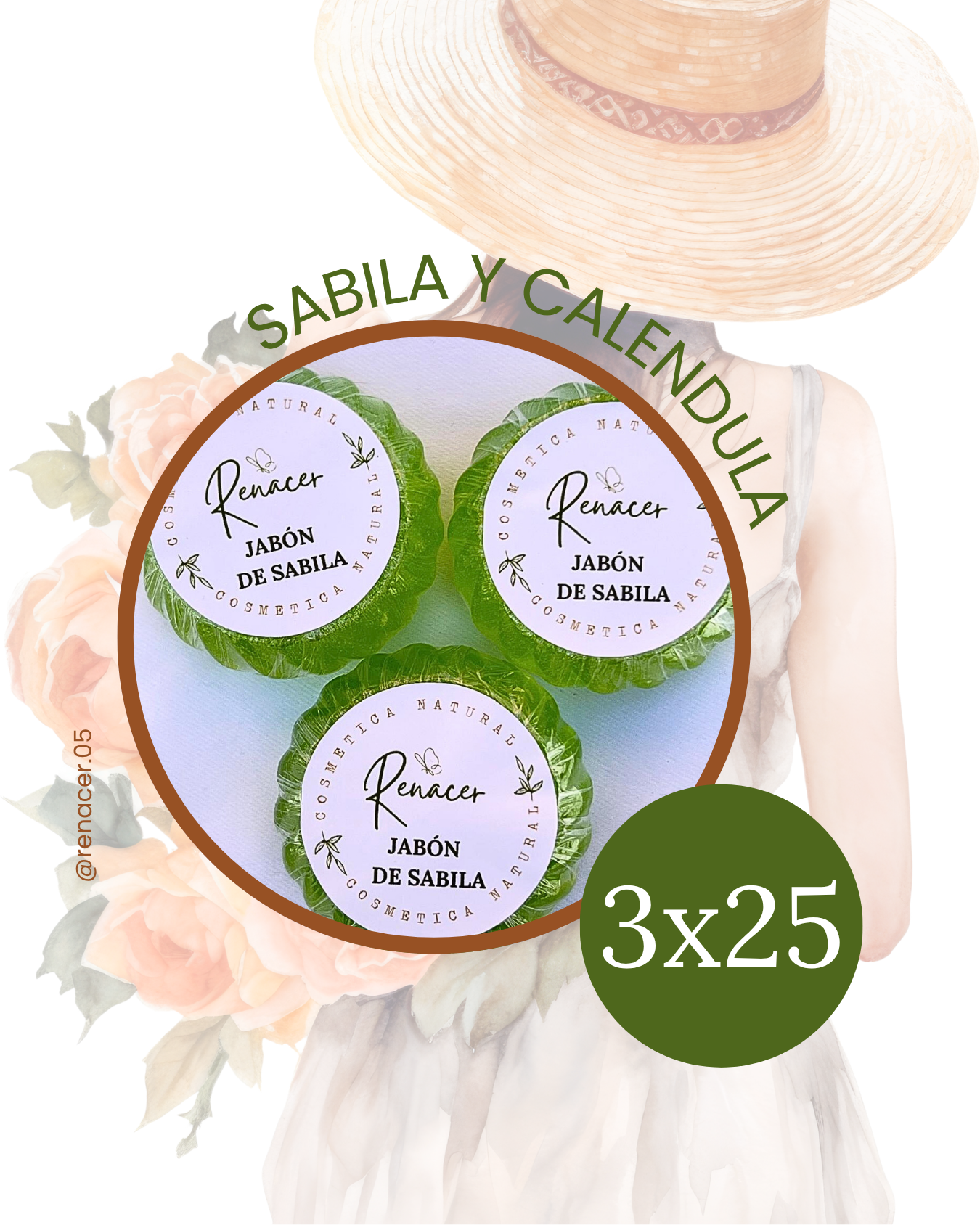 Pack de 3 Jabones Artesanales de Sábila y Caléndula